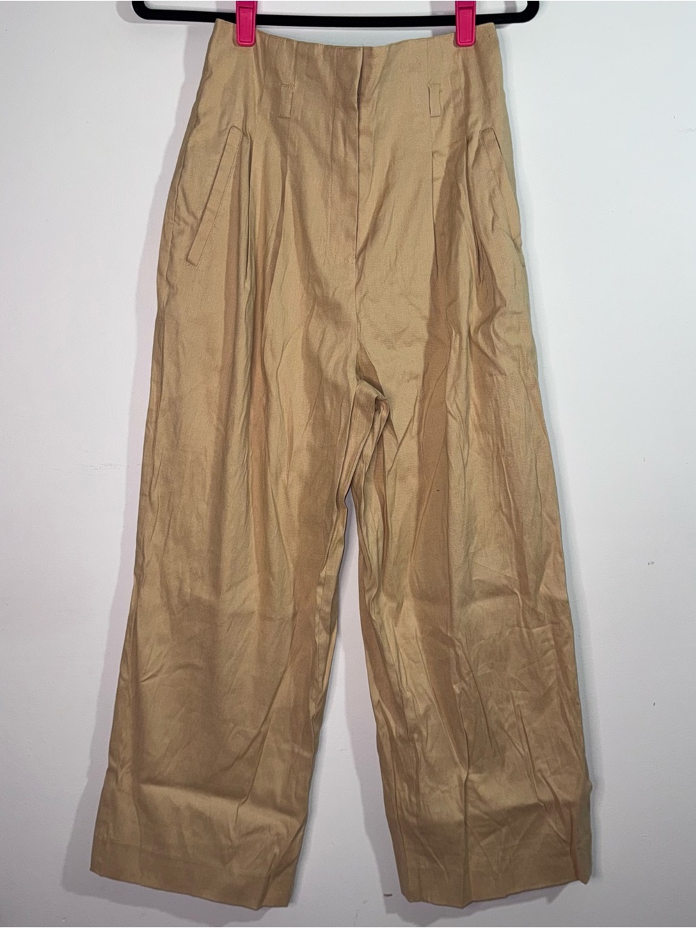 Derek Lam 10 Crosby Size 6 Tan Linen Blend Wide Leg Trousers Pants NWT